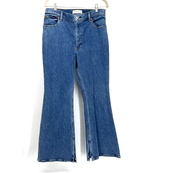 Abercrombie & Fitch Denim - Abercrombie & Fitch The Vintage Flare High Rise Jeans 30 / 10S Blue Split Hem